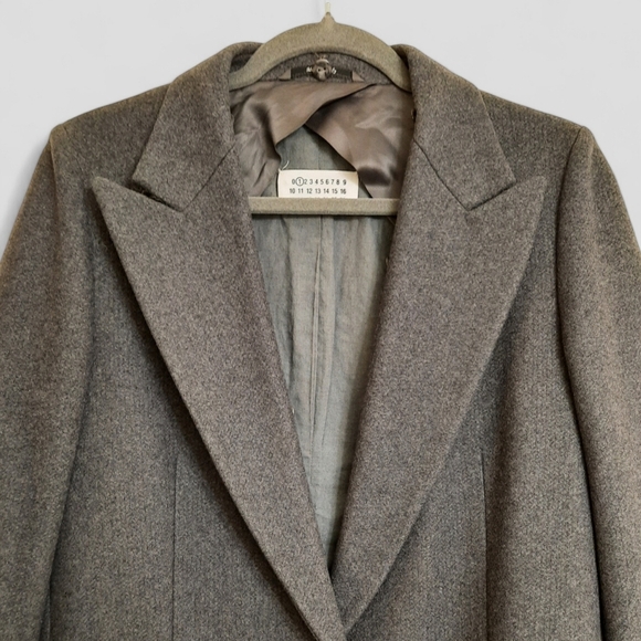 2 Piece MARGIELA Blanket Long Coat Detachable Collar Wool Cashmere Gray 42 6 - Picture 7 of 15